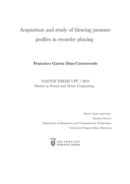 Acquisition and Study of Blowing Pressure Profiles in Recorder Playing