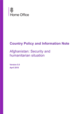 Afghanistan: Security and Humanitarian Situation