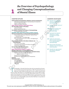 An Overview of Psychopathology and Changing Conceptualizations of Mental Illness 3