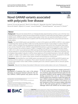 Novel GANAB Variants Associated with Polycystic Liver Disease Liyanne F