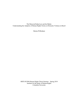 The Maria Da Penha Law and the Media: Understanding the Adoption of Human Rights Norms on Domestic Violence in Brazil