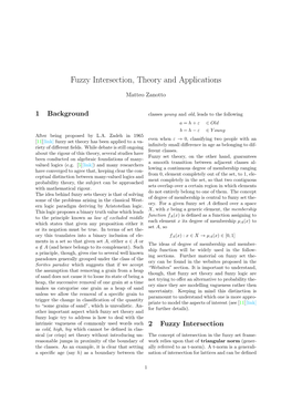 Fuzzy Intersection, Theory and Applications