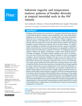 Patterns of Benthic Diversity at Tropical Intertidal Reefs in the SW Atlantic