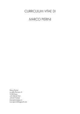 Curriculum Vitae Di Marco Pierini
