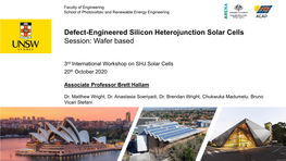 Defect-Engineered Silicon Heterojunction Solar Cells Session: Wafer Based