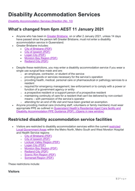 Disability Accommodation Services Disability Accommodation Services Direction (No