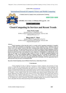 Cloud-Computing Its Services and Resent Trends