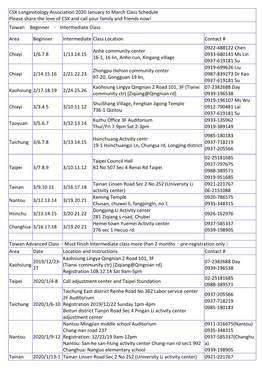 CSX Longevitology Association 2020 January to March Class Schedule