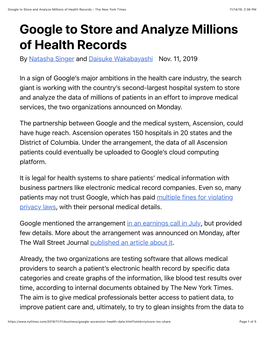 Google to Store and Analyze Millions of Health Records