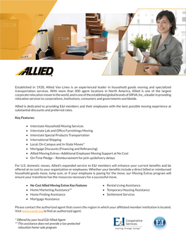 Established in 1928, Allied Van Lines Is an Experienced Leader in Household Goods Moving and Specialized Transportation Services