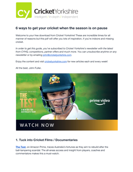 6 Ways to Get Your Cricket When the Season Is on Pause