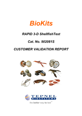 Biokits RAPID 3-D Shellfishtest Cat. No. 902081S CUSTOMER