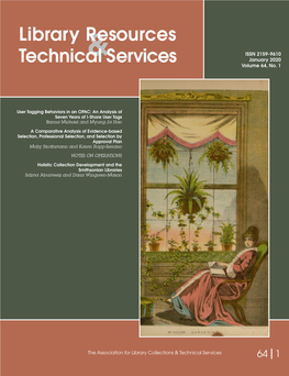 Library Resources & Technical Services Vol. 64, No. 1 (January 2019)