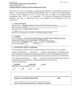 United States Department of the Interior National Park Service National Register of Historic Places Registration Form This Form