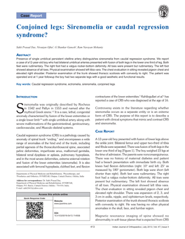 Sirenomelia Or Caudal Regression Syndrome?