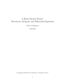 A Brief Calculus Primer: Derivatives, Integrals, and Differential Equations