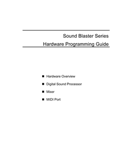 Sound Blaster Series Hardware Programming Guide