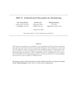 AEZ V5: Authenticated Encryption by Enciphering