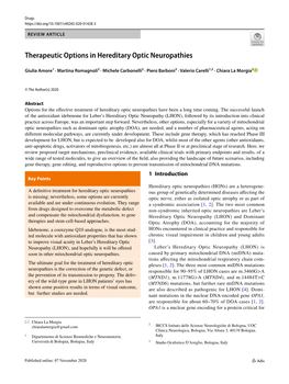 Therapeutic Options in Hereditary Optic Neuropathies