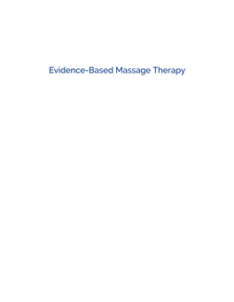 Evidence-Based Massage Therapy