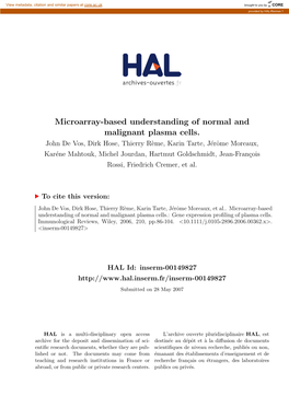 Microarray-Based Understanding of Normal and Malignant Plasma Cells