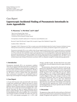 Laparoscopic Incidental Finding of Pneumatosis Intestinalis in Acute Appendicitis