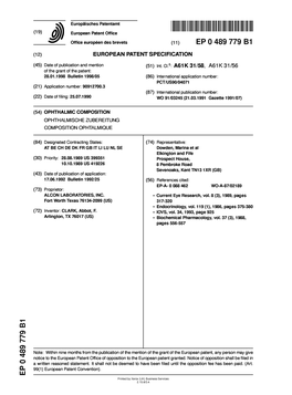 Ophthalmic Composition Ophthalmische Zubereitung Composition Ophtalmique