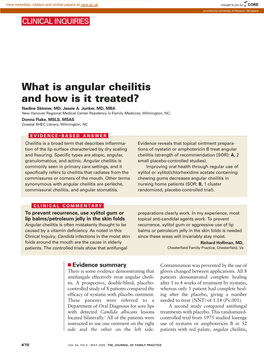 What Is Angular Cheilitis and How Is It Treated? Nadine Skinner, MD; Jessie A