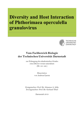 Diversity and Host Interaction of Phthorimaea Operculella Granulovirus