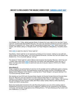 Becky G Releases the Music Video for “Green Light Go”