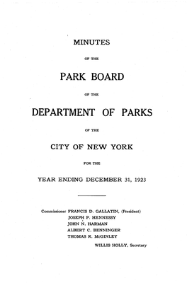 Park Board of the NYC Dept of Parks