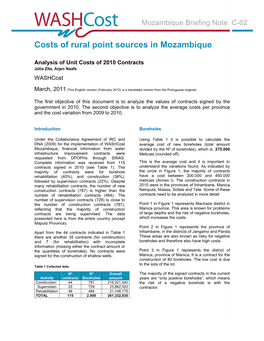 Costs of Rural Point Sources in Mozambique