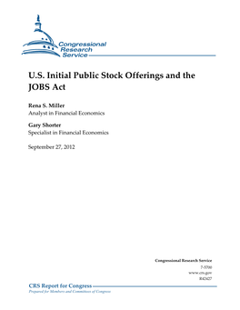 U.S. Initial Public Stock Offerings and the JOBS Act