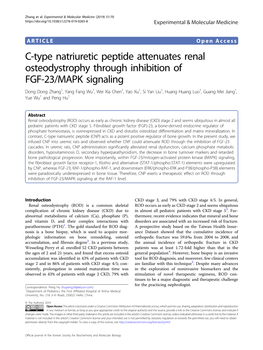 C-Type Natriuretic Peptide Attenuates Renal Osteodystrophy Through