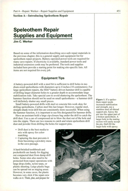 Speleothem Repair Supplies and Equipment Jim C