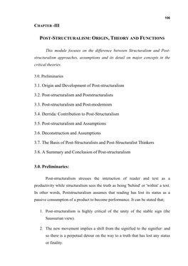 3.1. Origin and Development of Post-Structuralism 3.2. Post