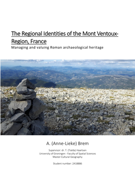 The Regional Identities of the Mont Ventoux- Region, France Managing and Valuing Roman Archaeological Heritage