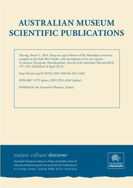 Australian Museum Scientific Publications