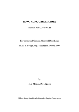 Environmental Gamma Absorbed Dose Rates in Air in Hong Kong from 2000 to 2003