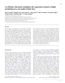 3,5-Diiodo-L-Thyronine Modulates the Expression of Genes of Lipid Metabolism in a Rat Model of Fatty Liver