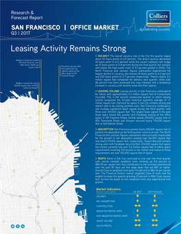 Leasing Activity Remains Strong > VACANCY the Overall Vacancy Rate in the City This Quarter Edged Madison Capital Purchased Down 20 Basis Points to 6.9 Percent