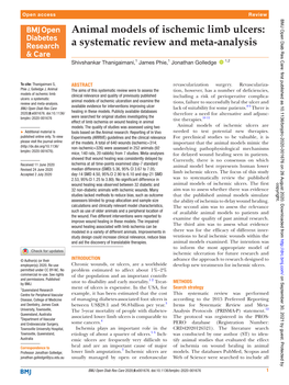 Animal Models of Ischemic Limb Ulcers: a Systematic Review and Meta-­Analysis