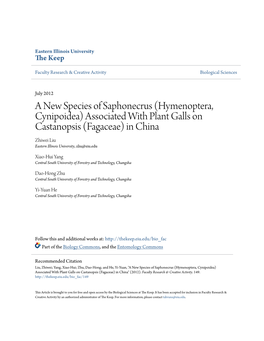 Associated with Plant Galls on Castanopsis (Fagaceae) in China Zhiwei Liu Eastern Illinois University, Zliu@Eiu.Edu