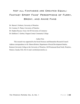 Fantasy Sport Fans' Perceptions of Furry, Brony