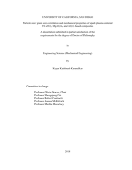 UNIVERSITY of CALIFORNIA, SAN DIEGO Particle Size/ Grain Size