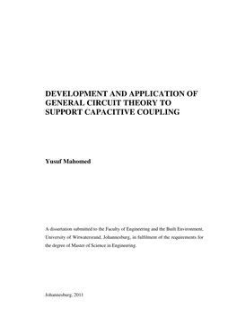 Development and Application of General Circuit Theory to Support Capacitive Coupling