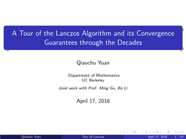 A Tour of the Lanczos Algorithm and Its Convergence Guarantees Through the Decades