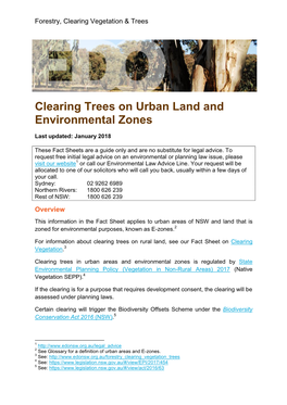 Clearing Trees on Urban Land and Environmental Zones