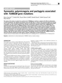 Symmetric Polymicrogyria and Pachygyria Associated with TUBB2B Gene Mutations