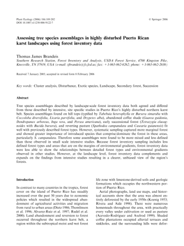 Assessing Tree Species Assemblages in Highly Disturbed Puerto Rican Karst Landscapes Using Forest Inventory Data